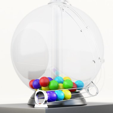 Piyango davul yakın çekim izole üzerinde beyaz arka plan. 3D render