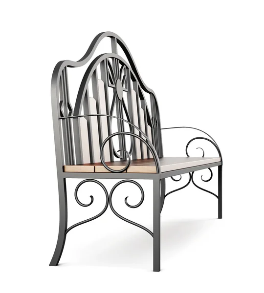 Kute ławki na białym tle. renderowania 3D — Zdjęcie stockowe