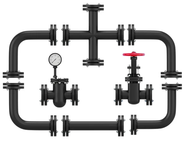 Beyaz arka plan üzerinde izole boru hattı öğeleri kümesi. 3D render — Stok fotoğraf