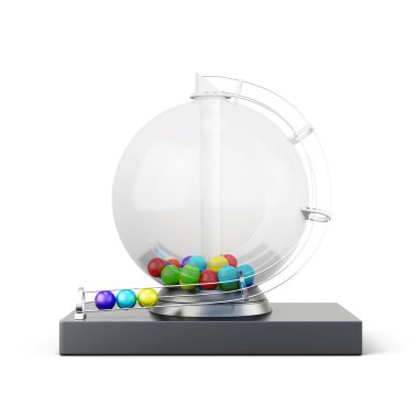 Beyaz arka plan üzerinde izole piyango makine. 3D render