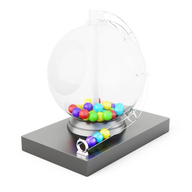 Beyaz arka plan üzerinde izole loto makinesi. 3D render