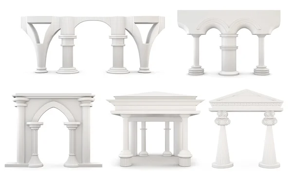 Set di colonne isolate su sfondo bianco. rendering 3d — Foto Stock