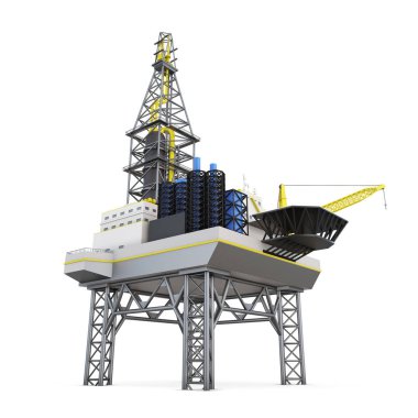 Sondaj offshore platformu izole. 3D render