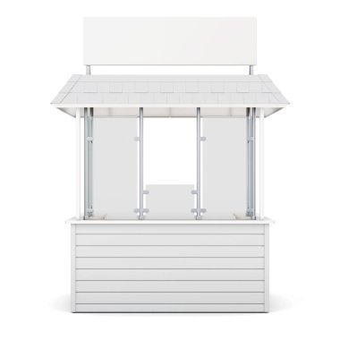 Beyaz bir arka plan üzerinde izole kiosk. 3D render