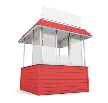 Beyaz arka plan üzerinde izole kırmızı ticaret durak. 3D render