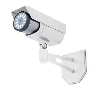 Açık Cctv kamera beyaz arka plan üzerinde izole. 3D render