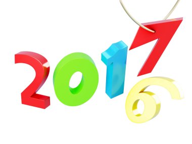 Yeni yıl izole 2017. 3D render