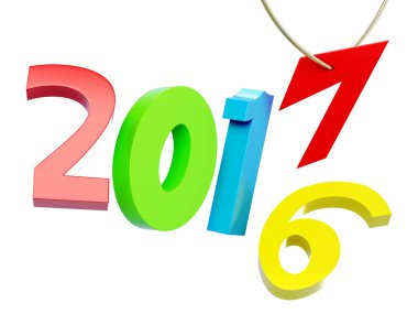 Yeni yıl beyaz arka plan üzerinde izole 2017. 3D render