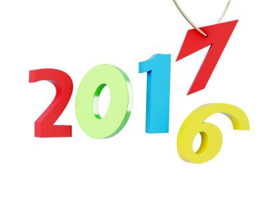 Beyaz arka plan üzerinde izole seneler 2017. 3D render