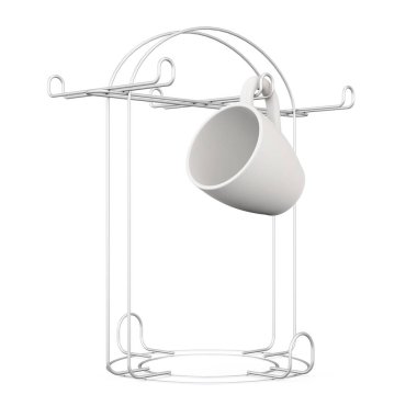 Beyaz arka plan üzerinde izole standı bardakta. 3D render