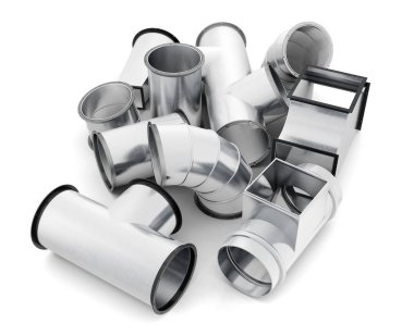 Duct fittings isolated on a white background. 3d rendering clipart