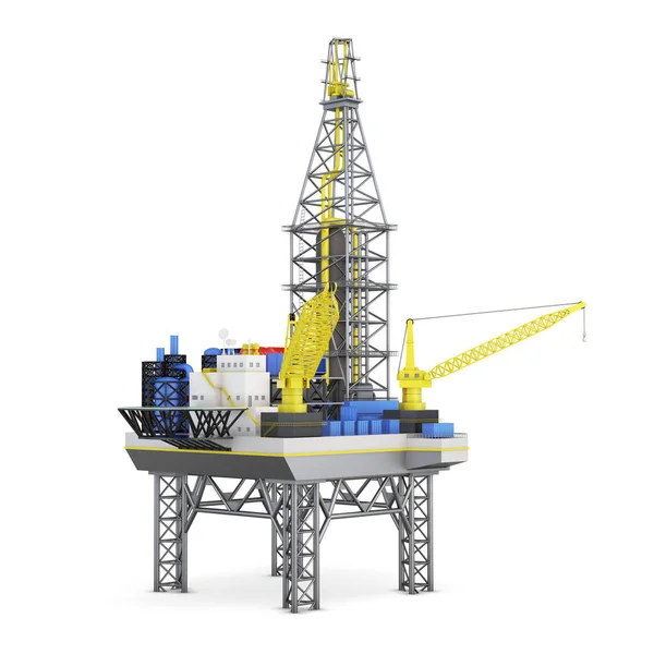 Industriële platform offshore geïsoleerd. 3D-rendering — Stockfoto