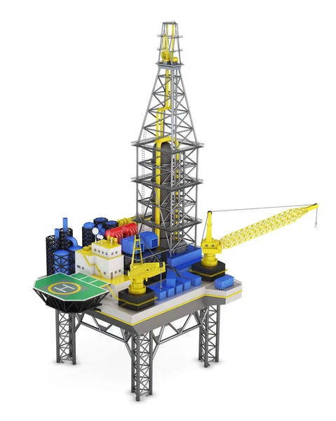 Przemysłowe platformy offshore na białym tle. renderowania 3D — Zdjęcie stockowe