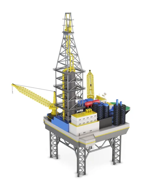 Boren offshore platform geïsoleerd. 3D-rendering — Stockfoto