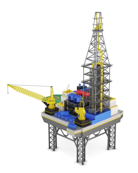 Industriële platform offshore geïsoleerd. 3D-rendering — Stockfoto