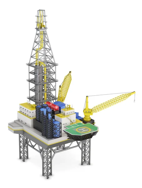 Boren offshore platform geïsoleerd. 3D-rendering — Stockfoto