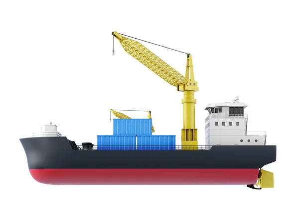 Вантажний корабель ізольований на білому тлі. 3D візуалізація — стокове фото