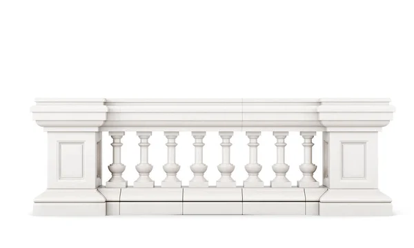 Front view stone balustrade on white background. 3d rendering — Stock Photo, Image