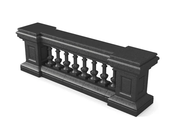 Balaustrada de pedra preta isolada sobre fundo branco. Renderina 3d — Fotografia de Stock
