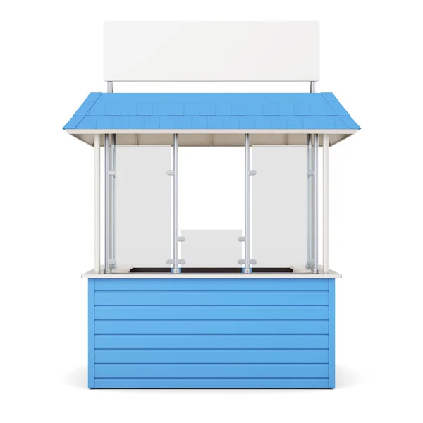 Na białym tle na białym tle niebieski kiosk. renderowania 3D — Zdjęcie stockowe