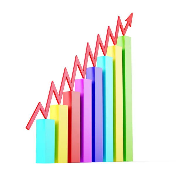 वाढ ग्राफ पांढरा पार्श्वभूमीवर वेगळे. 3 डी रेंडरिंग — स्टॉक फोटो, इमेज