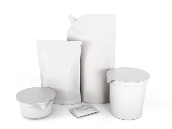 Установите соблазнительную упаковку для вида сверху. 3d-рендеринг
