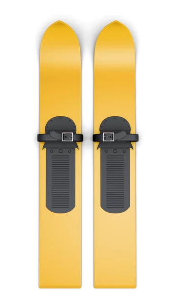 Esquís anchos de color amarillo aislados sobre fondo blanco. renderizado 3d Fotos De Stock Sin Royalties Gratis
