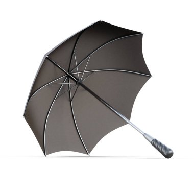 Beyaz arka plan üzerinde izole açık siyah şemsiye. 3D render