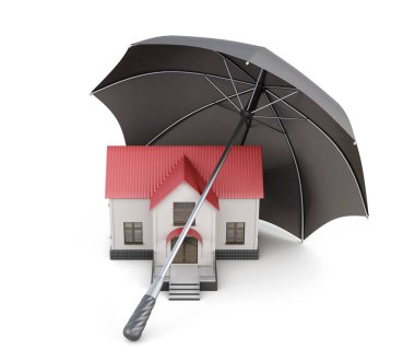 House korunmaktadır. Kavramsal görüntü izole. 3D render