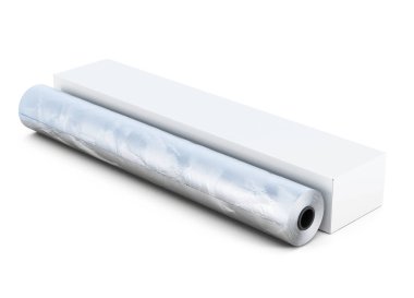 Beyaz arka plan üzerinde izole alüminyum folyo rulo. 3D render