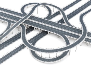 Beyaz arka plan üzerinde izole Karayolları Üstgeçit. 3D render
