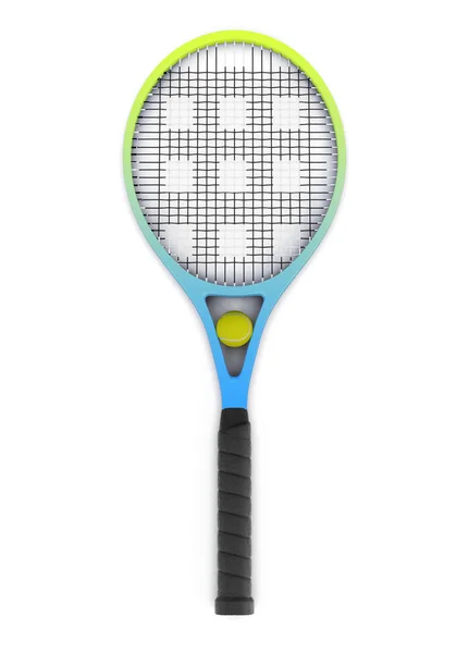 Tennis racket and ball isolated. 3d rendering — Stock Photo, Image