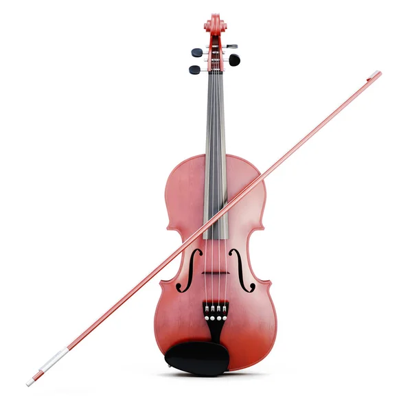 바이올린과 활 격리입니다. 전면 보기 3 차원 렌더링 — 스톡 사진