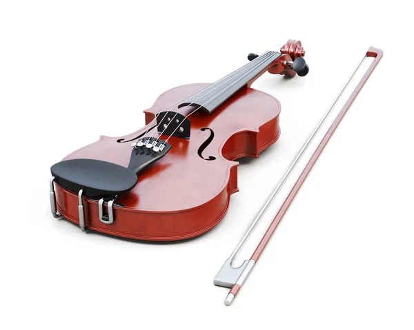 Скрипка ізольована на білому тлі. 3D візуалізація — стокове фото
