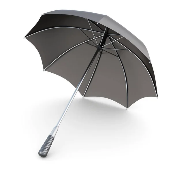 Open black umbrella isolated on white background. 3d rendering — Stock Photo, Image