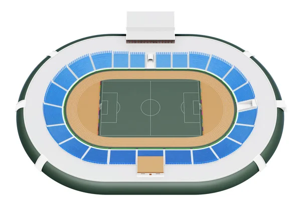 Stadion sportowy na białym tle. Widok z góry. renderowania 3D — Zdjęcie stockowe