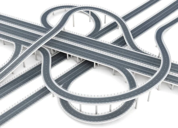 Overpass highways isolated on white background. 3d rendering — Stock Photo, Image