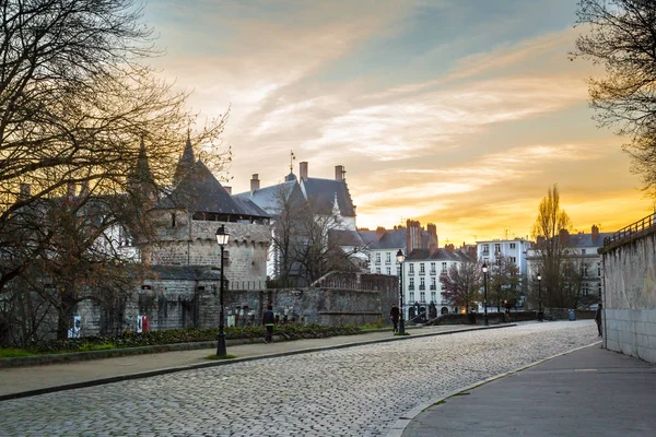 Oude stad en het kasteel in de stad van Nantes, Frankrijk — Stockfoto