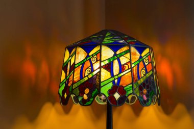 Art nouveau stained glass lamp clipart