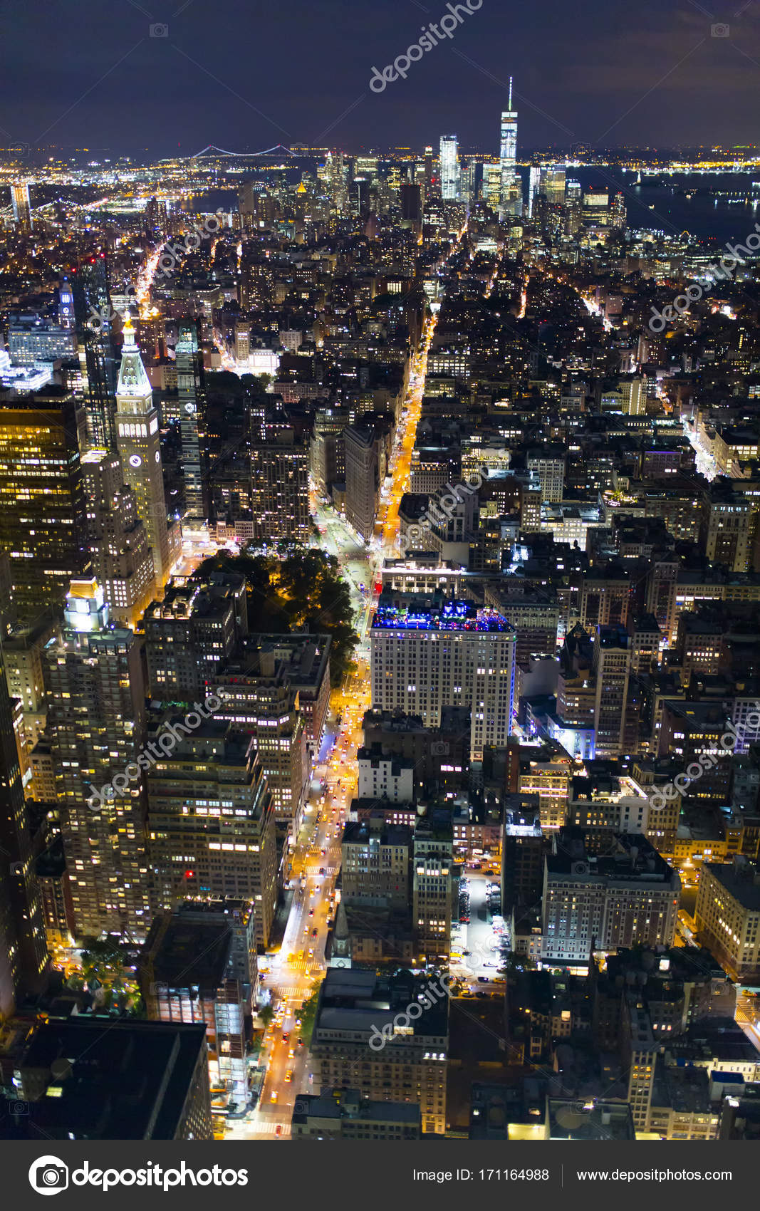 New York City Aerial View At Night Stock Photo C Michalludwiczak 171164988