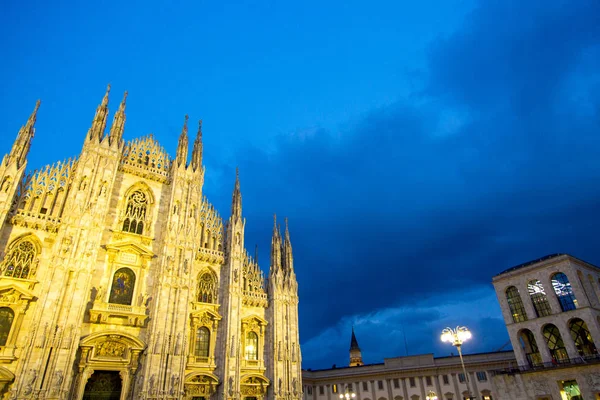 Utsikt Över Berömda Milano Katedralen Duomo Milano Natten Italien — Stockfoto