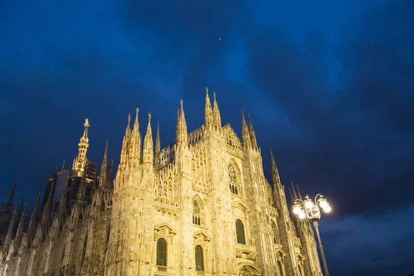 View Famous Milan Cathedral Duomo Milano Night Italy — Stock Photo, Image