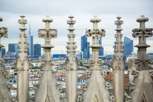 Utsikt Över Milano City Från Taket Duomo Milano Katedralen Italien — Stockfoto