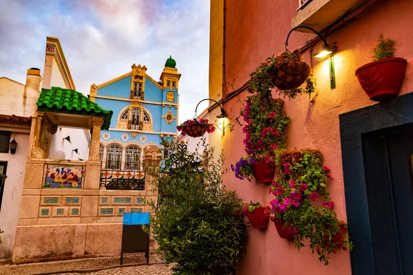 Афро, Португалия, Фловеры, украшающие историческое здание старого города Лицензионные Стоковые Фото