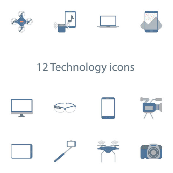 technology icons vector set in outline style