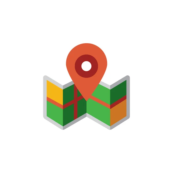 Vektorsymbol-Illustration mit Karte und Geo im Materialdesign-Stil — Stockvektor