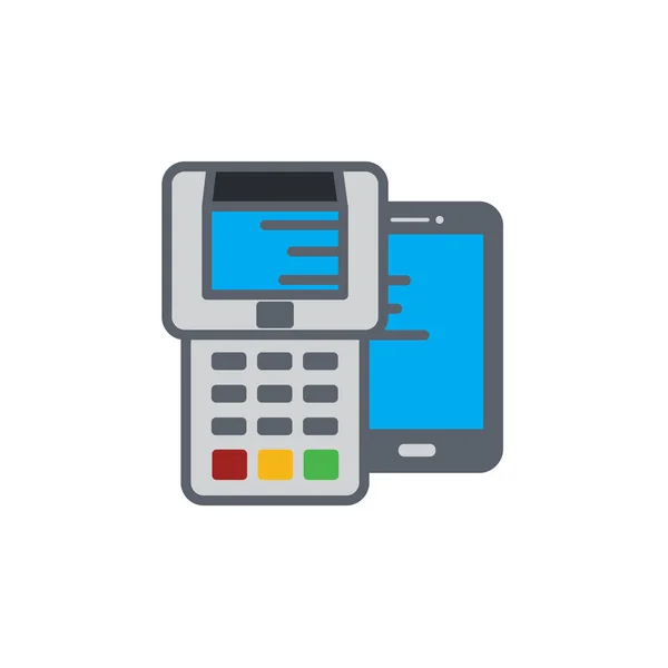 Icona vettoriale o illustrazione con terminale a pagamento e smartphone in stile contorno — Vettoriale Stock