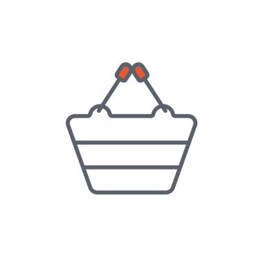 Vektör simge veya alışveriş sepeti anahat tarzı ile illüstrasyon