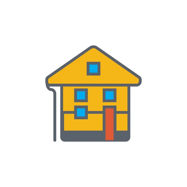 Vector pictogram of illustratie met woonhuis in kaderstijl — Stockvector