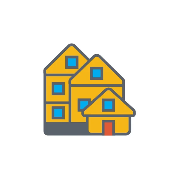 Vector icon or illustration with house in outline style — Stock Vector